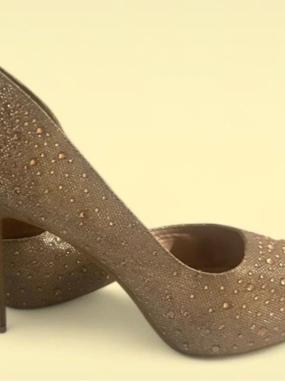 Embellished Gold Pointed-Toe Pumps